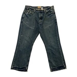 VTG Old Navy Mens Size 36x30 Jeans Blue Y2K Denim Dark Baggy Distressed Bootcut